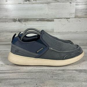Skechers Status Men's Delton Blue Gray Memory Foam Loafers‎ Size 9